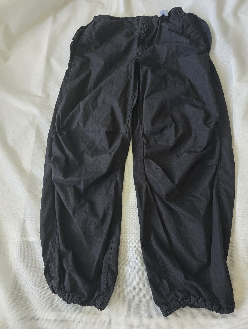 Twik Black Elastic-Waist Casual Light Baggy Pants Size XS
